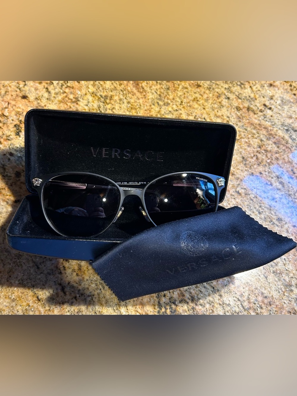 Versace Black Polarized Sunglasses